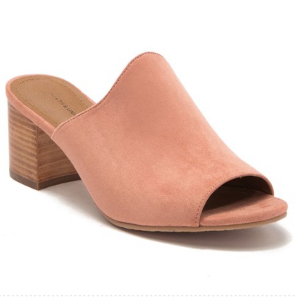 14th & Union  Hayzel Block Heel Mule Shoes size 7 M faux suede